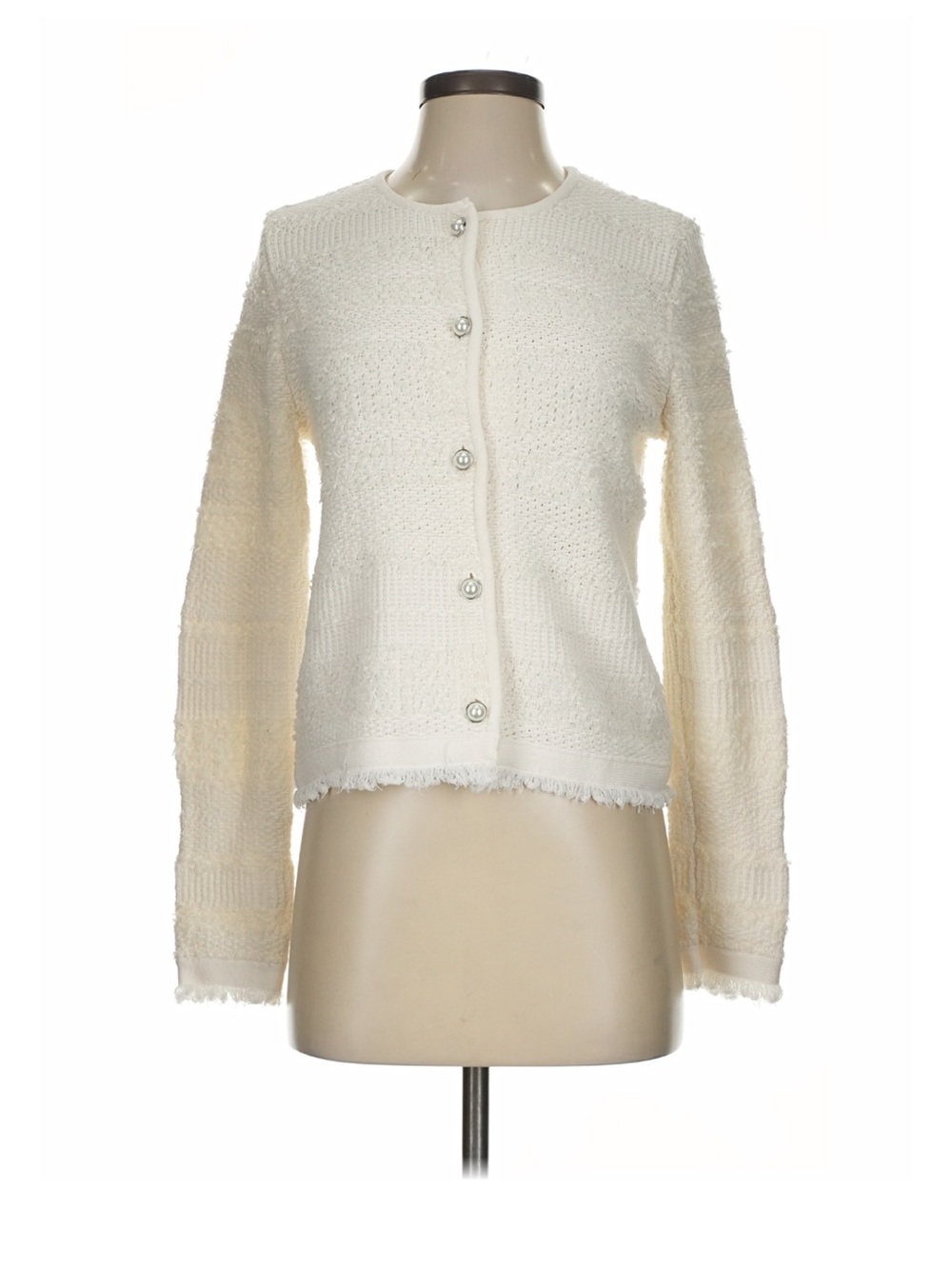 Ann Taylor Ivory Open Weave Knit Cardigan
